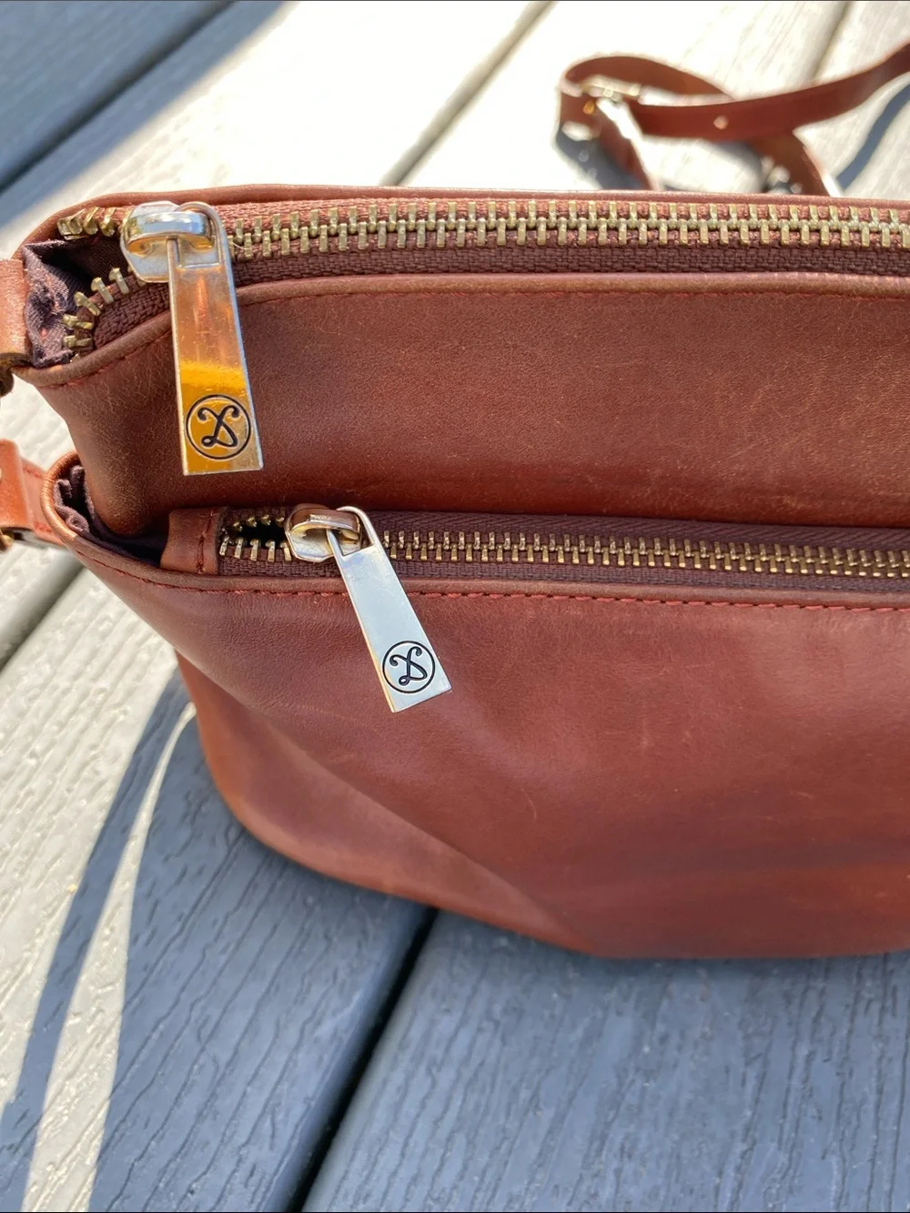 Divina Firenze Lilla Leather Crossbody Purse Cognac Brown Italian Leather Bag